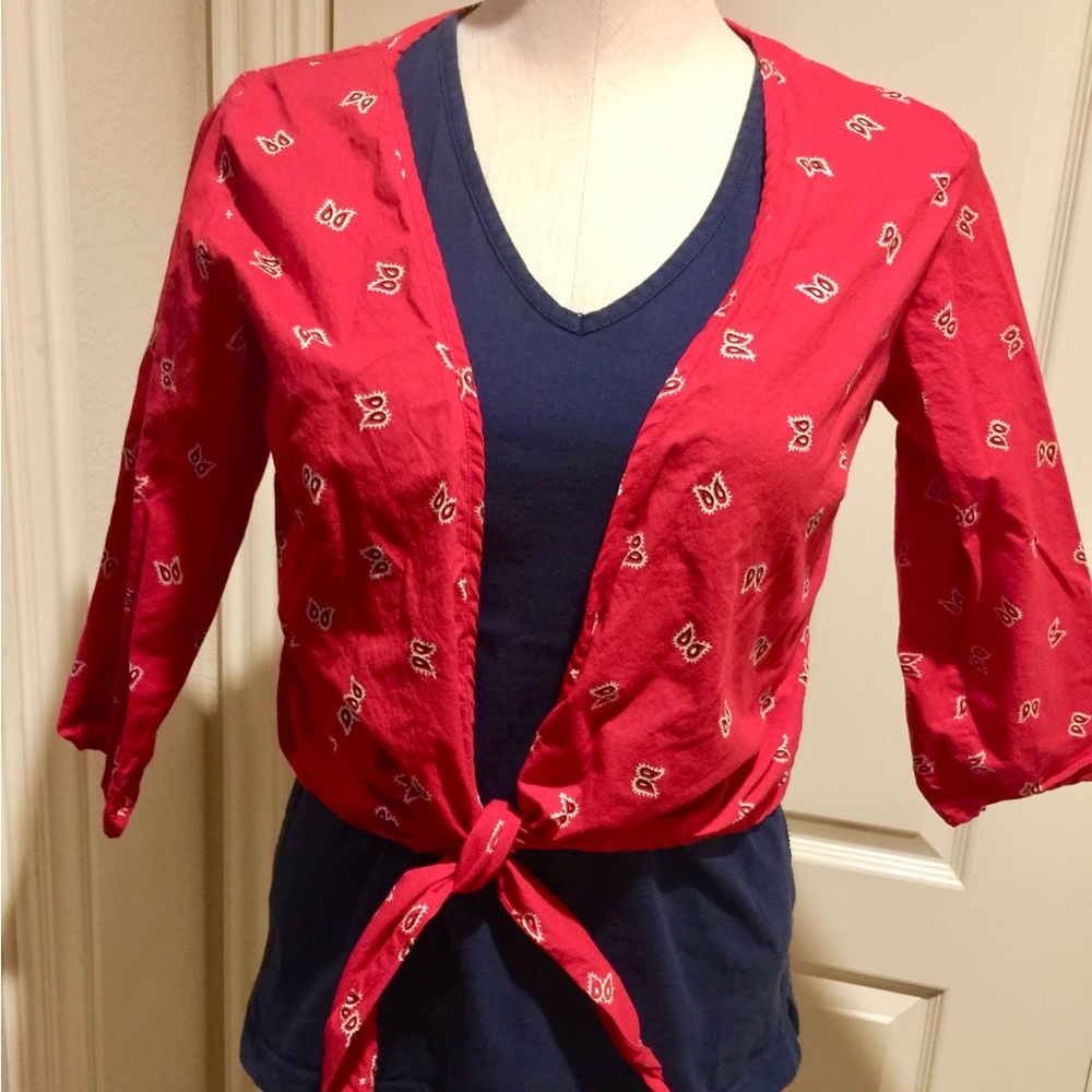 Y2k Lemon Grass Studio 2pc Bandana Jacket / tie shirt & Tank Top Sz S shirts